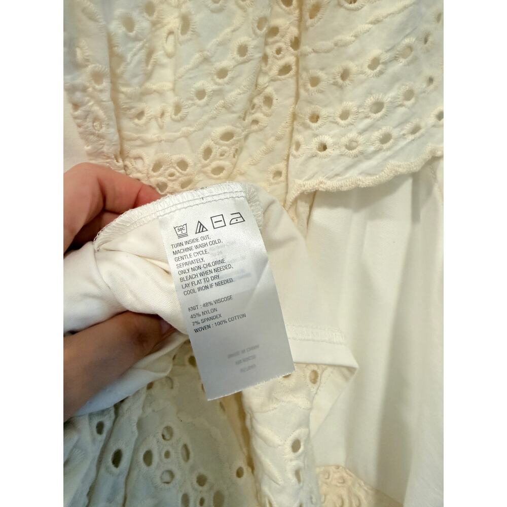 C Wonder 2X Christian Siriano Off Shoulder Eyelet Boho Maxi Dress $149 NEW Cream - Picture 11 of 11